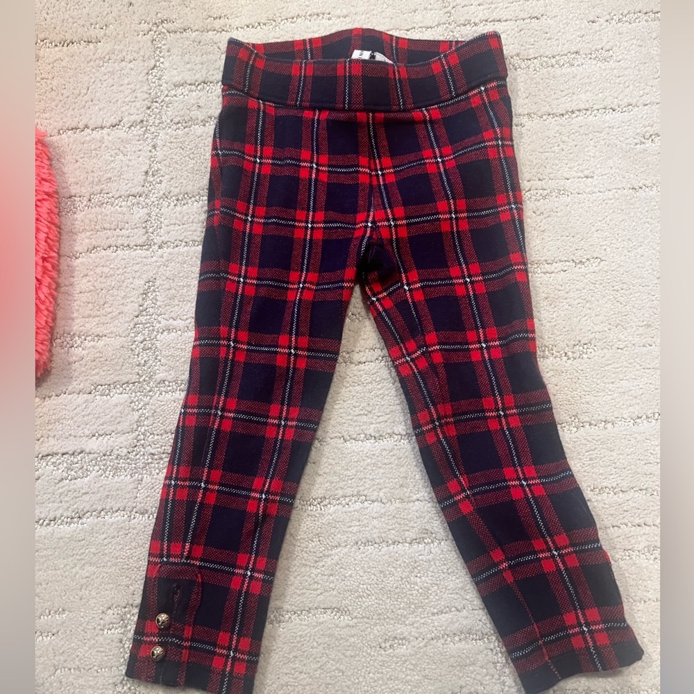 Janie and Jack - TARTAN BUTTON CUFF PANT - Size 3